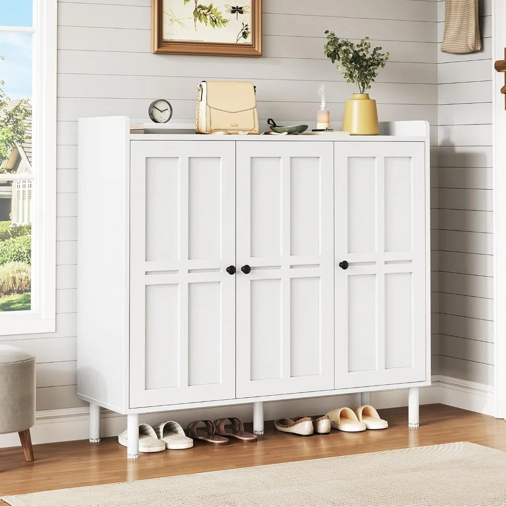 3-Door Shoe Cabinet with Adjustable Shelves