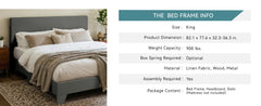 Upholstered Bed Frame with Adjustable Headboard