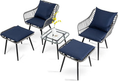 5-Piece Outdoor Wicker Balcony Furniture Set with Chairs