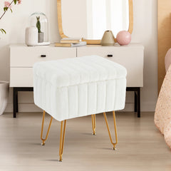 Faux Fur Storage Ottoman Stool