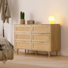 Modern 6-Drawer Double Dresser with Gold Handles