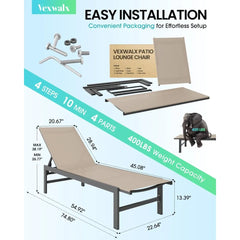 Aluminum Chaise Lounge Chair – 5-Position Recliner