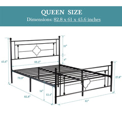 14" Metal Platform Bed Frame – Vintage Victorian Style