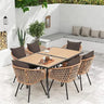 7-Piece Rattan Patio Dining Set with Wood Table