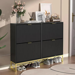 Slim Shoe Cabinet with Flip-Up Doors