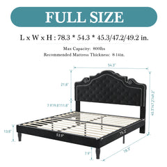 Bed Frame with Adjustable Velvet Tiara Headboard