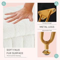 Faux Fur Storage Ottoman Stool