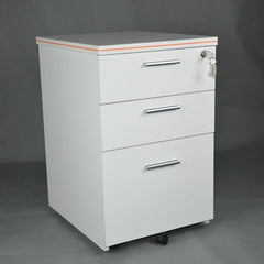 3-Drawer MDF Office File Cabinet with Wheels and Key Lock