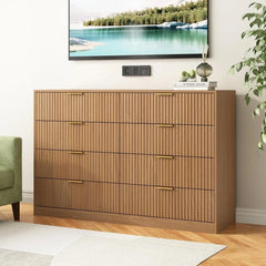 Mid-Century Wooden 8-Drawer Dresser – 55" Wide