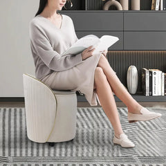 Round Velvet Storage Ottoman with Backrest