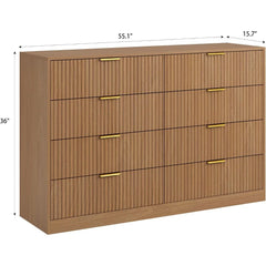 Mid-Century Wooden 8-Drawer Dresser – 55" Wide
