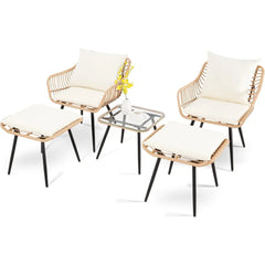 5-Piece Outdoor Wicker Balcony Furniture Set with Chairs