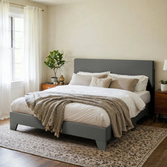 Upholstered Bed Frame with Adjustable Headboard