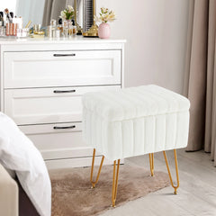 Faux Fur Storage Ottoman Stool