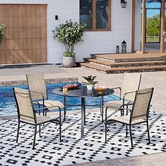 7-Piece Rattan Patio Dining Set with Wood Table
