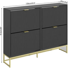 Slim Shoe Cabinet with Flip-Up Doors
