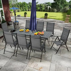 7-Piece Rattan Patio Dining Set with Wood Table
