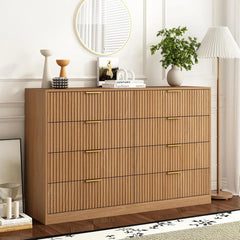 Mid-Century Wooden 8-Drawer Dresser – 55" Wide