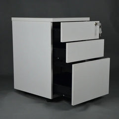 3-Drawer MDF Office File Cabinet with Wheels and Key Lock