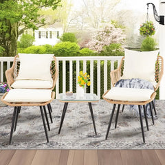 5-Piece Outdoor Wicker Balcony Furniture Set with Chairs