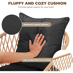 7-Piece Rattan Patio Dining Set with Wood Table