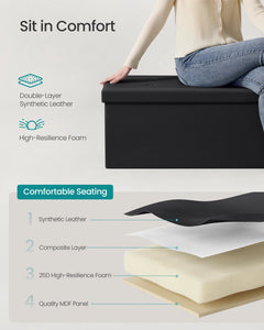 43" Folding Storage Ottoman Bench