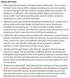 Full/Queen Size Bed Frame with Storage Headboard