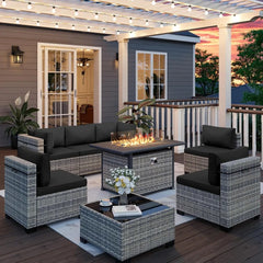 8-Piece Outdoor Patio Set with Fire Pit Table