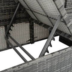 6 Piece Outdoor Patio Furniture Set with Lift Top Table & Ottomans, Outdoor Sectional All Weather PE Rattan Wicker Sectional Furniture Chair Set with Cushions and Tea Table (Dark Gray)