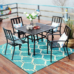 37 Inch Outdoor Dining Table Metal Steel Mesh Patio Dining Table Umbrella Table with 1.57" Umbrella Hole (Mesh)