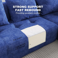 101" Modulr Sectionl Sof, Boneless Couch for Living Room, Cloud Sectionl Couch with Deep Set, L-Shpe Sof, Upholstered Couches for Living Room Bedroom, No ssembly Required, Blue (Slub Fbric)