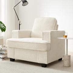 Couches for Living Room, 85” Cloud Couch in Soft Teddy Fleece, Removable Cover, Easy Assembly, Modern Sofa for Living Room/Bedroom/Office/Apartment, Beige