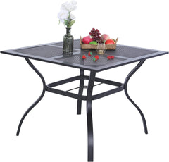 37 Inch Outdoor Dining Table Metal Steel Mesh Patio Dining Table Umbrella Table with 1.57" Umbrella Hole (Mesh)