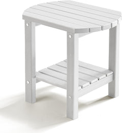 Adirondack Square Side Table, HDPE Outdoor Side Tables, Weather Resistant End Table for Patio, Backyard, Pool, Indoor Companion, Beach, Easy Maintenance (White)