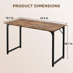 32/39/47 Inch Computer Desk Study Writing Table, Adjustable Feet, Modern Furniture for Home Office (1, Brown, 47 Inch)