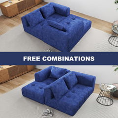 101" Modulr Sectionl Sof, Boneless Couch for Living Room, Cloud Sectionl Couch with Deep Set, L-Shpe Sof, Upholstered Couches for Living Room Bedroom, No ssembly Required, Blue (Slub Fbric)