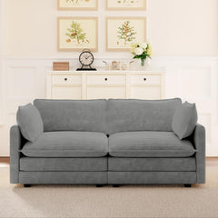 Oversized Modular Sectional Sofa with Movable Ottoman, 112 Inch 4 Seat Modern Corduroy Sofa Set, Convertible L Shaped Couch for Living Room and Office, Beige