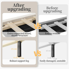 Queen Bed Frame Upholstered Platform Bed with Wing Side/Wooden Slat Support/Tufted Headboard with Wing Side/Mattress Foundation/No Box Spring Needed,Beige Queen Bed