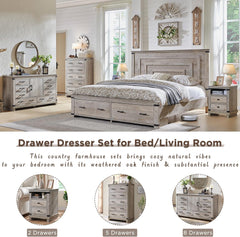 Farmhouse 7 Drawers Dresser for Bedroom, Wood Large Chest of Drawers with Thick Plank Styling, Rustic Closet Dresser for Bedroom, Living Room, Light Rustic Oak Color