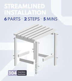 Adirondack Square Side Table, HDPE Outdoor Side Tables, Weather Resistant End Table for Patio, Backyard, Pool, Indoor Companion, Beach, Easy Maintenance (White)