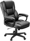 Office Executive Chair High Back Adjustable Managerial Home Desk Chair, Swivel Computer PU Leather Chair with Lumbar Support (Black)