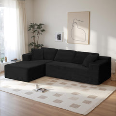 108" Cloud Sectional Couch Sofa with L-Shape Chaise, Modern Modular Sofa Couch with Deep Seat, Upholstered Couches for Living Room Bedroom, No Assembly Required (Black)