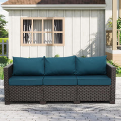 Outdoor Furniture Outdoor Couch Patio Furniture 3-Seat Sofa Deep Seat Hight Backrest with Waterproof Cover and Anti-Slip Cushions, Navy Blue