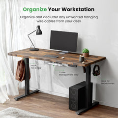 Electric Standing Desk Adjustable - 48 X 24 Inch Sit Stand up Desk with Cable Management - 3 Memory Preset Adjustable Height Table