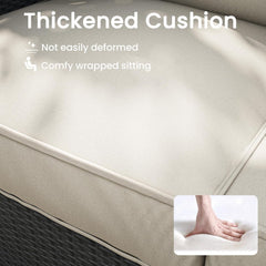 7 Piece Outdoor Patio Furniture Set, Outdoor Sectional Furniture, Rattan & Wicker Modern Modular Conversation Set Sofa Couch W/Water Resistant Washable Thick Cushions and Coffee Table, Coffee/Beige