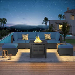 Outdoor Sectional Furniture Chair Set with Cushions and Coffee Table,Patio PE Rattan Wicker Sofa, 7 Piece