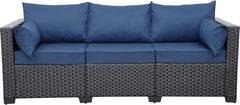 Outdoor Furniture Outdoor Couch Patio Furniture 3-Seat Sofa Deep Seat Hight Backrest with Waterproof Cover and Anti-Slip Cushions, Navy Blue