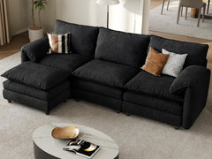 108" Modular Sectional Sofa with Movable Ottoman, Modern L Shaped Couch with Pillow-Armrest, Velvet 4 Deep Seat Cloud Couch for Living Room Apartment Office, Green