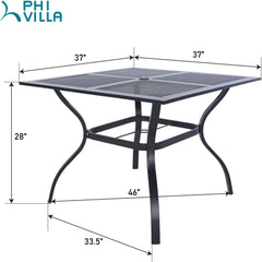 37 Inch Outdoor Dining Table Metal Steel Mesh Patio Dining Table Umbrella Table with 1.57" Umbrella Hole (Mesh)