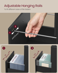 2-Drawer File Cabinet, Small Rolling Filing Cabinet for Home Office, Printer Stand, for A4, Letter-Size Documents, 15.7 X 16.5 X 27.6 Inches, Matte Black UOFC040B16